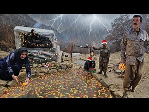 Christmas 🎄 celebration in a storm 😱 and the sky roars over this nomadic family, rain and hail