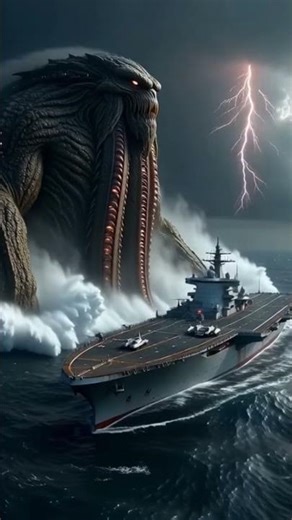 CTHULHU-CLASS Sea God vs Aircraft Carrier in Mega Tsunami #seacreatures #shorts #monster