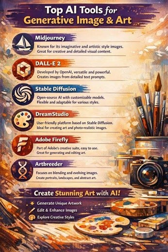 Top AI Tools 4 Generative Image & Art that are transforming the way of creating visuals and artwork.