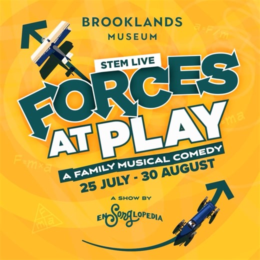 Discover our 30 minute science musical comedy, Forces at Play! Until 30 August, included in admission. This funny and entertaining 30 minute play by Ensonglopedia, will bring together some of the incredible characters from Brooklands’ history. From trailblazing racers to ingenious engineers, find out how they used forces to achieve ground-breaking new feats. Children under 4 go free. Annual membership from £63. Open daily, with lots indoors and out for a wholesome day out. Explore buses, racing 