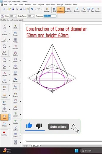 Easy way to Construct Isometric Cone #education #isogonal #exam #VTU #caed #cone #isometricview