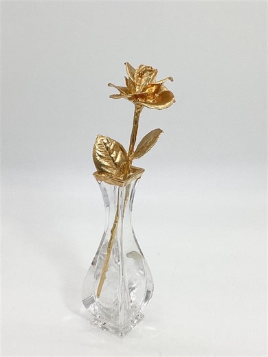 Italian 24% Lead Crystal Vase With Gold Flower, Home Decor (CAB.866) - Etsy