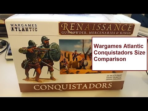 Wargames Atlantic Conquistadors - Size Comparison and Sprue Contents