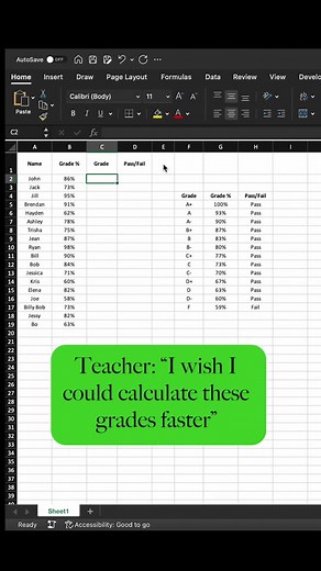 Dynamic Grading Calculator Using XLOOKUP and IF