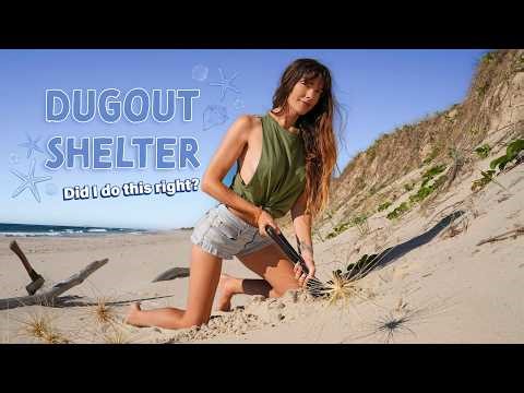 I Built a Dugout Shelter in Soft Sand (Was This a Bad Idea?) | Solo Girl Camping