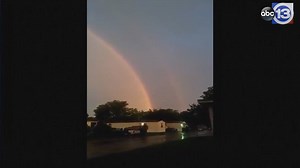 DOUBLE TROUBLE! #abc13eyewitness Verastegui sent us video of lightning in the sky beneath a rainbow in Humble yesterday. | ABC13 Houston