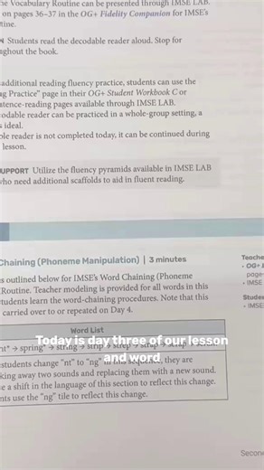 Day 3 in the new OG Teacher Guides introduces word chaining, and IMSE Level 4 OG Master Instructor Sari Cohen (@read_with_sari_cohen) shows exactly how she uses it with her students. ✨ IMSE’s Word Building Kit supports phoneme manipulation spelling and word chaining within OG lessons while giving teachers the flexibility to add or remove scaffolds as students build accuracy and automaticity at the phoneme and word level. OG is IMSE’s K–2 core foundational literacy curriculum designed for every l