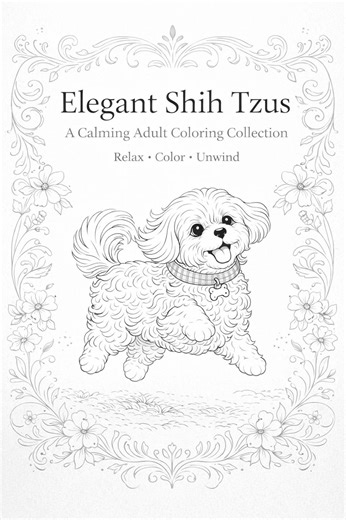 Elegant Shih Tzu Coloring Book (20 Pages) - Etsy