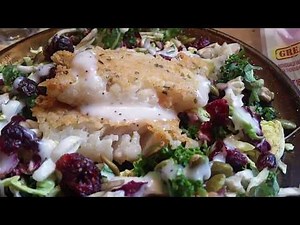 Seasoned Coated / Pan Fried / Ocean Perch / Sweet Kale Salad / Poppy Seed Dressing