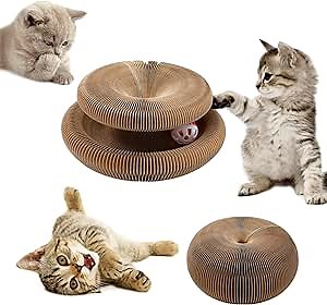 Magic Organ Cat Scratching Board, Interactive Scratch Pad Cat Toy with Toy Bell Ball