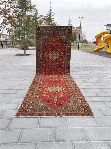 Vintage Red Runner Rug 3x9 Ft: Handmade Geometric Tribal Hallway Rug, 93x286 Cm - Etsy