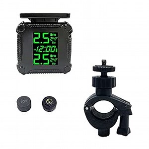 Wireless Motorcycle TPMS with 2 External Sensors LCD Digital Display Motorcycle TPMS System Solar Motorcycle Tire Temperature Alarm