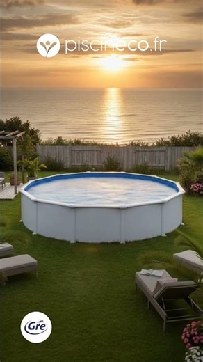 Piscine en acier blanc Atlantis ronde 5.70 x 1.32 m - Gré | Piscineco.fr