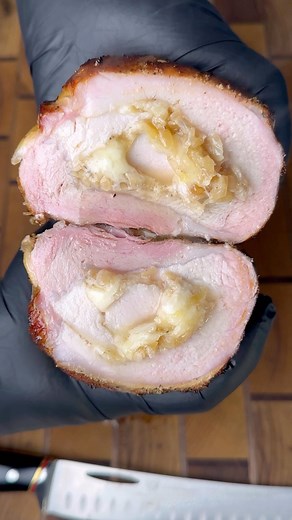 French onion pork loin = a grilling season must! Shout out to @grillin_with_dad for some inspo on this cook! Recipe • Slice 1 large onion and add them to a pan with 3 tbsp of butter, salt and pepper. Cook them down for about 20 mins over medium low heat until they caramelize • Take a pork loin, slice and roll it open then pound it flat • Add the caramelized onions and a layer of Swiss and provolone cheese • Roll it up tight and secure it with butchers twine then season with your favorite pork ru