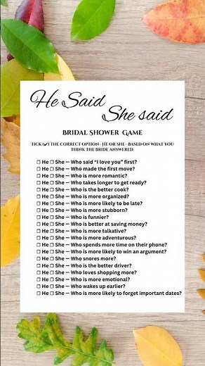 He Said She Said Bridal Shower Game #partygames #bridalparty #bridalshower #lacqura