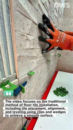 Manual Tile Installation Process | Traditional Floor Tiling with Leveling System