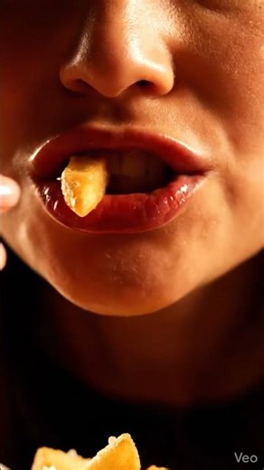 Close-Up Fire-Fries Crackling Then Quiet Eating Sounds |Ultra Relaxing ASMR Food Video| Nebula Shots