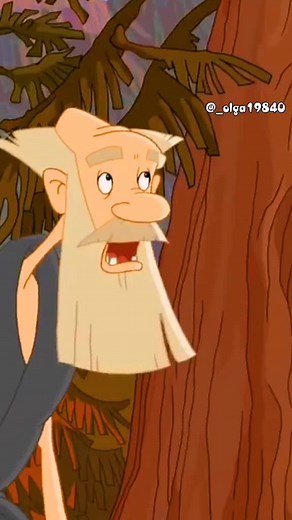 Humorous Animated Elderly Character in a Forest