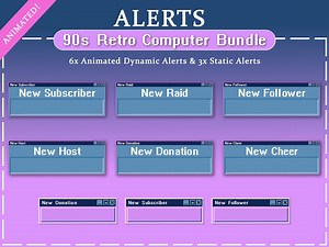 Animated 90s Retro Computer Alerts | Twitch | Youtube | Facebook Gaming | Stream | Retro | Alerts | Nostalgia | Purple | Blue - Etsy