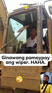 Ginawang pamaypay ang wiper. HAHA. #backhoeoperatorpage #construction #excavator #operator #trendingvideo #formula1 | Backhoe Operator Page