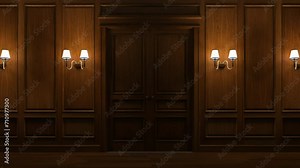 Classic doors opening to the white background. Isolated, green chroma key included, 4k