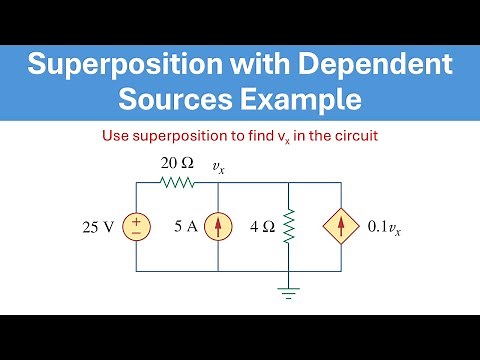SUPERPOSITION WITH DEPENDENT SOURCE EXAMPLE TUTORIAL - Use superposition to find vx in the circuit