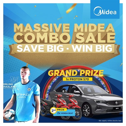 You're just one step away from bringing home free electronics from Midea! Join the 🔥Midea Massive Combo Sale this September & October for a chance to win incredible grand prizes, including a 𝐏𝐫𝐨𝐭𝐨𝐧 𝐒𝟕𝟎, 𝐇𝐨𝐧𝐝𝐚 𝐁𝐞𝐚𝐭, 𝐫𝐞𝐟𝐫𝐢𝐠𝐞𝐫𝐚𝐭𝐨𝐫𝐬, 𝐝𝐫𝐲𝐞𝐫𝐬, 𝐚𝐢𝐫-𝐜𝐨𝐧𝐝𝐢𝐭𝐢𝐨𝐧𝐞𝐫𝐬 𝐚𝐧𝐝 𝐦𝐨𝐫𝐞 ✅when you purchase 𝐀𝐍𝐘 Midea product. But that’s not all—there are even more surprises in store😲! Purchase selected Midea products, and 𝐲𝐨𝐮'𝐥𝐥 𝐛𝐞 𝐠𝐮𝐚𝐫𝐚𝐧𝐭𝐞𝐞�
