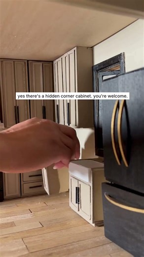 installing base cabinets in the dollhouse kitchen 🤌🏽 (faucet isn't done yet but she's getting there)