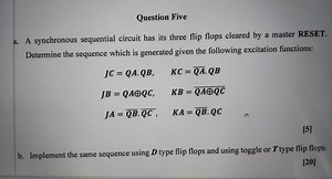 A synchronous sequential circuit has its three flip flops clear... | Filo