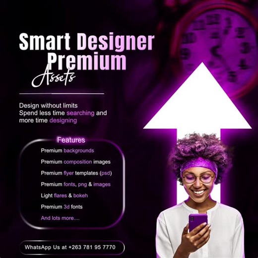 Francis on Instagram: "Smart Designer Premium Assets🎨 Design without limits. Spend less time searching and more time designing. Boost your creativity and get all these premium assets today: • Premium backgrounds • Premium composition images • Premium flyer templates (psd) • Premium fonts, png & images • Light flares & bokeh • Premium 3D fonts • And lots more… Only $10 + free tutorials Works on all designing software #photoshop #canva #coreldraw +263781957770"