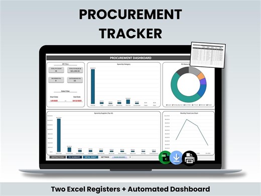 Procurement Tracker Dashboard | Purchase Order Register Excel Template | PO Tracking for Business Project Management - Etsy Australia