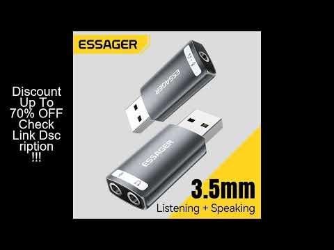 Essager External USB Sound Card To 3.5mm Mic Headphone Jack Stereo Headset Audio Microphone Adapter