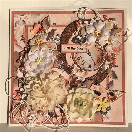 Handmade Happy Birthday Card: Shabby Chic Fabric Flowers - Etsy