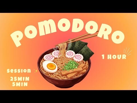1 Hour Pomodoro Timer 🍜 | Yellow Orange Sunset Aura | Cozy Study, Focus & Deep Work