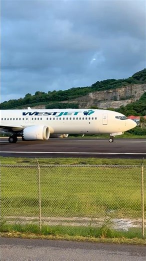 Stunning WestJet 737MAX8 backtracking at V.C Bird International Airport #shorts