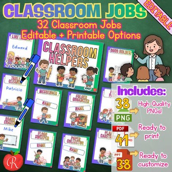 Editable Classroom Jobs Chart Display | Classroom Management Tools K Elementary