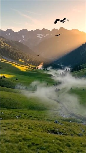 4K Sunrise in a Peaceful Mountain Valley | Relaxing Nature Shorts