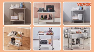 VEVOR Stainless Steel Prep Table, 30 x 72 x 34 Inch, 920 lbs Load Capacity, Heavy Duty Metal Worktable with 3 Adjustable Height Levels, Commercial Workstation for Kitchen Garage Restaurant Backyard