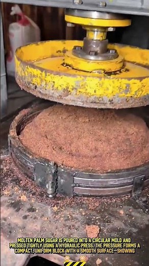 Pressing brown powder into a solid block! HYDRAULIC process of mass production!