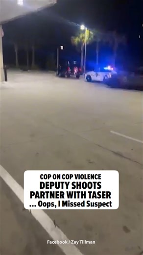 Viral video shows the moment a sheriff's deputy in #Florida accidentally shot his partner in the back with a Taser ... and it looks painful. Full story in HERE: https://www.tmz.com/2025/06/25/cop-tases-another-cop-video-traffic-stop-arrest-florida-jacksonville/ 🎥:Facebook / Zay Tillman | TMZ