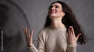 Young woman get hot stay in front of fan for cold air at home. Dream on Air condition