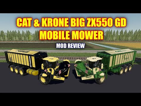 Cat & Krone Big ZX550 GD Mobile Mower Mod Review Farming Simulator 19