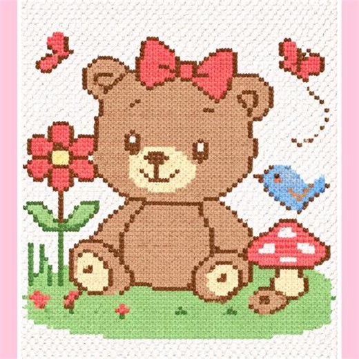 Crochet C2C Teddy Bear With Mushroom Baby Blanket Pattern | C2C Afghan (PDF Only) - Etsy