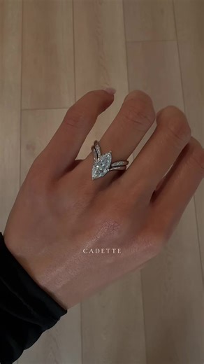 Our signature SET — Grande Marquise Eve Ring & Pavé Band in white gold 🤍✨ #cadettejewelry #marquisediamond #marquiseengagementring #uniqueengagementrings
