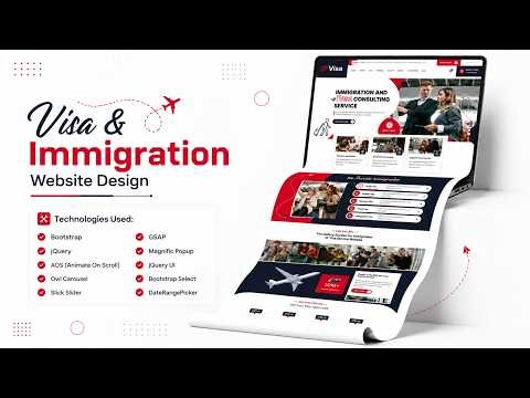 Visa & Immigration Website Design in HTML Bootstrap | Modern Responsive Template 2026
