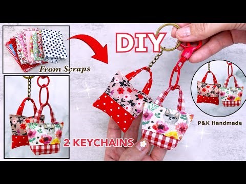 2 Ideas💖How to make keychains from fabric scraps⭐️Super easy to make | Gift Ideas🎉P&K Handmade |