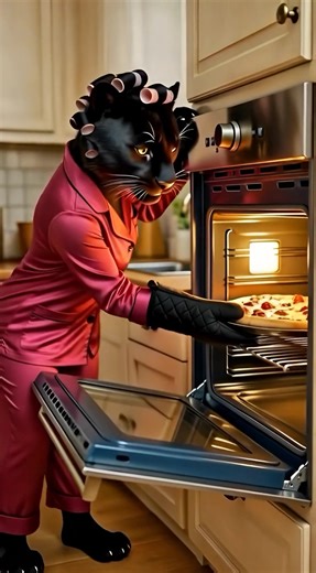 Часть 16 “To hell with this diet.”🍕🐆 #ki #ai #puma #cat #kitchen
