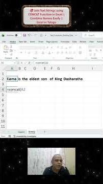 Join Text Strings using CONCAT Function in Excel . Combine Names Easily . Excel in Telugu