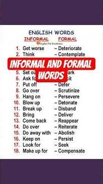 Informal and formal synonyms. #english #education #englishlanguage#vocabulary