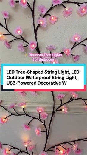 LED Tree-Shaped String Light, LED Outdoor Waterproof String Light, USB-Powered Decorative #cherryblossomlights #blossomtreelights #roomdecor #ledlights #tiktokshop